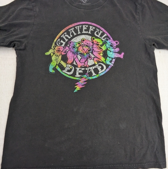 Grateful Dead Dancing Bears Multicolored Graphic Black Tee Large - Picture 1 of 7